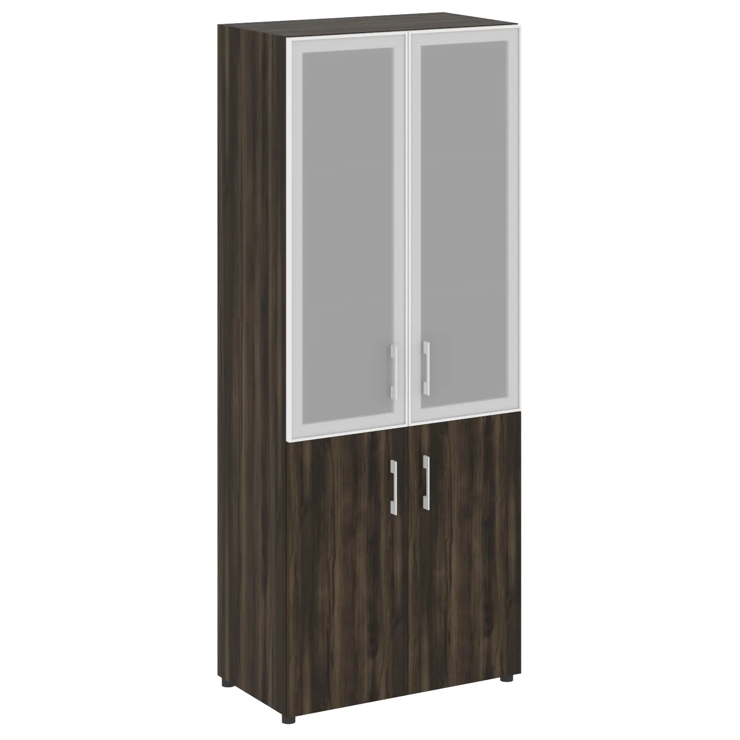 Шкаф высокий широкий (2 низких фасада ЛДСП + 2 средних фасада стекло в раме) Yalta LT.ST-1.2 R  дуб мали